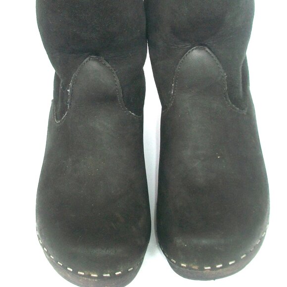 Ugglebo Sweden Handmade Nubuck& Suede Shearling-Lined Clog Boots - Picture 3 of 12